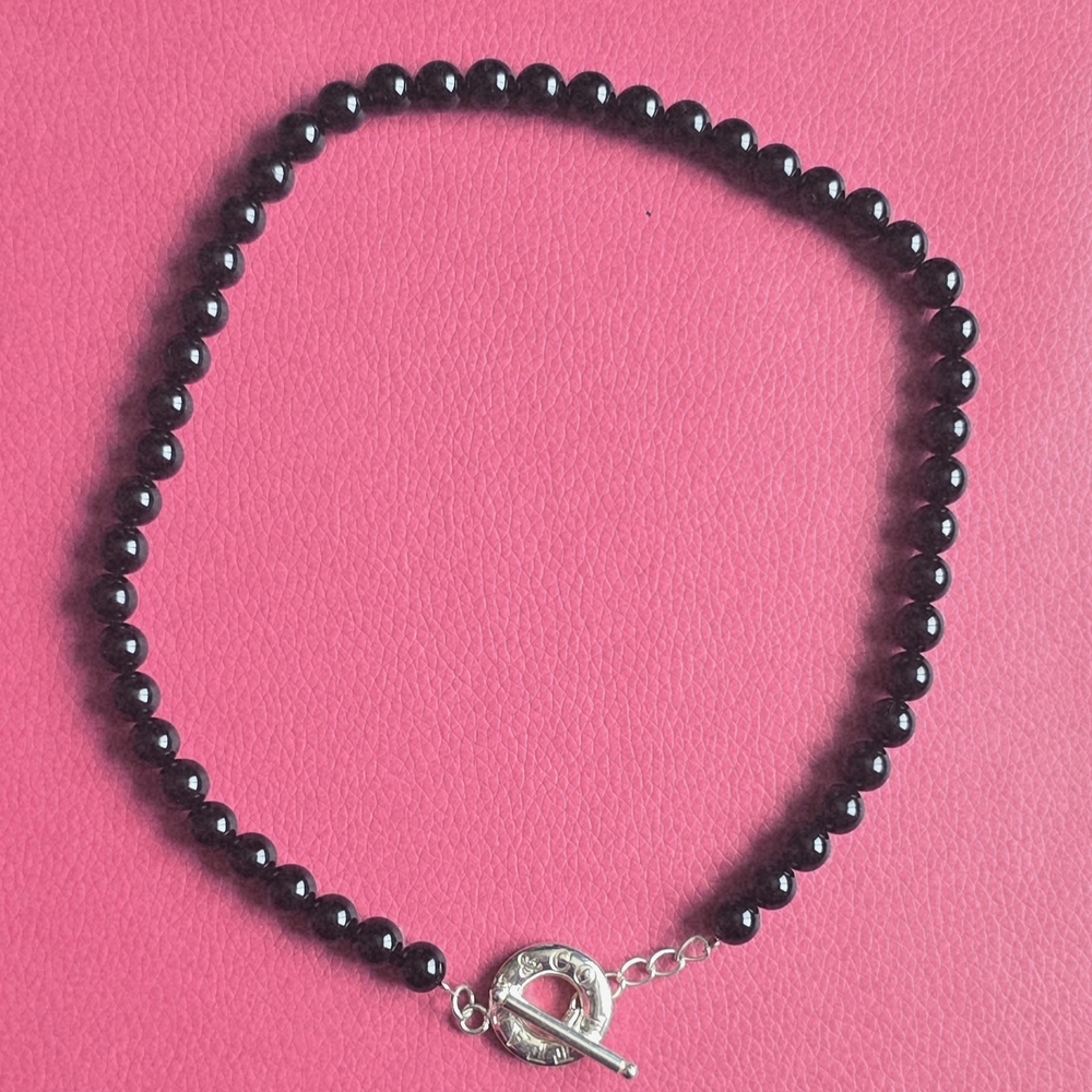 Tiffany inspired Elegant Black Beaded Necklace